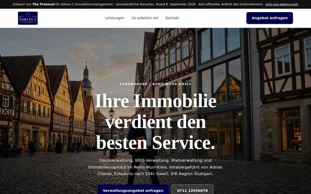 Property management homepage, Schorndorf