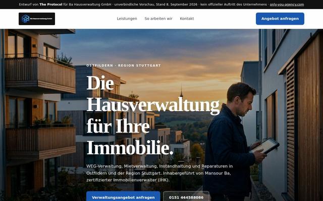 Property management homepage, Ostfildern