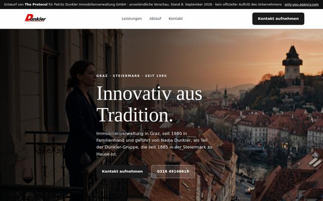 Property management homepage, Graz