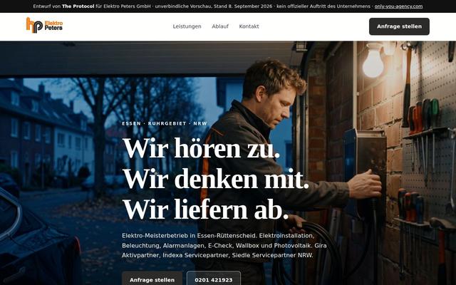 Electrical contractor homepage, Essen