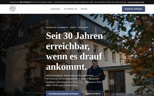 Estate agency homepage, Bergisch Gladbach