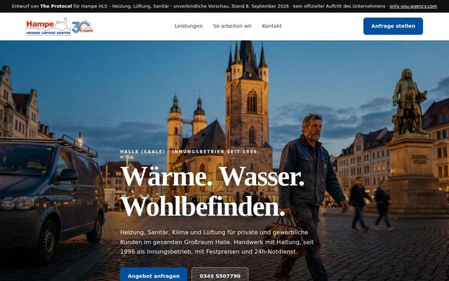 Heating, plumbing & HVAC homepage, Halle