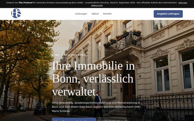 Property management homepage, Bonn