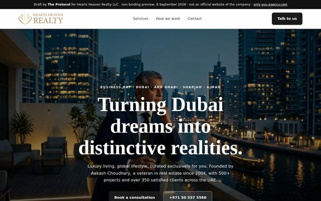 Real estate brokerage homepage, Dubai