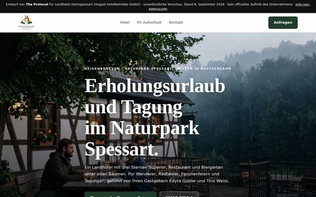 Country hotel homepage, Heigenbrücken