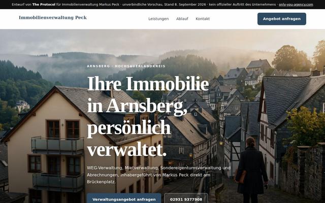 Property management homepage, Arnsberg