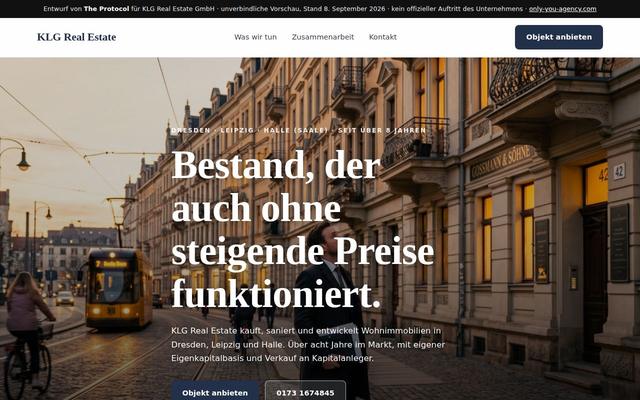 Real estate & investment homepage, Dresden