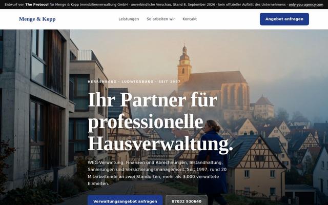 Property management homepage, Herrenberg