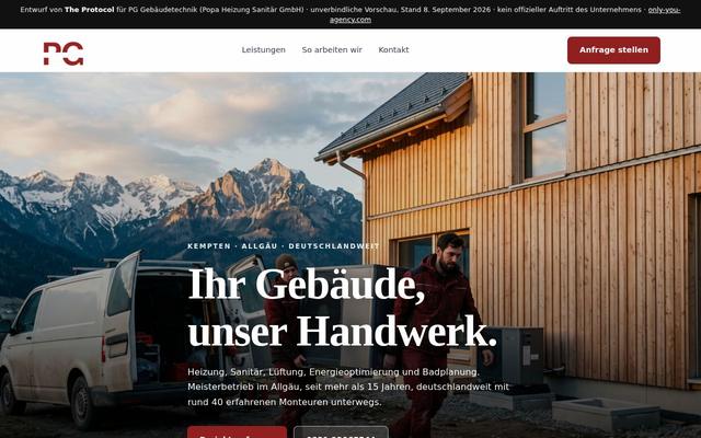 Heating, plumbing & HVAC homepage, Kempten