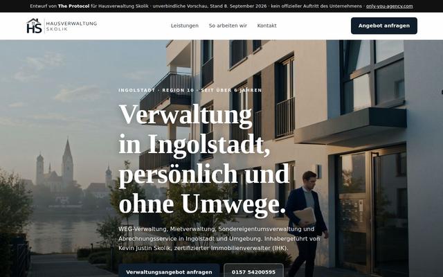 Property management homepage, Ingolstadt