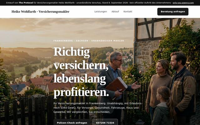 Insurance broker homepage, Frankenberg