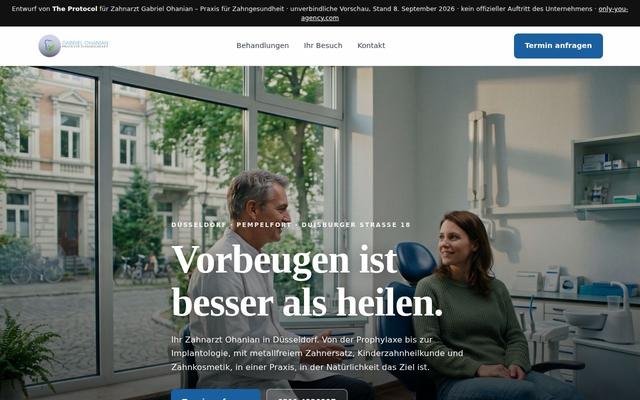 Dental practice homepage, Düsseldorf
