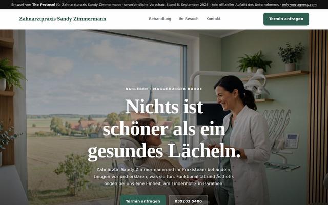 Dental practice homepage, Barleben